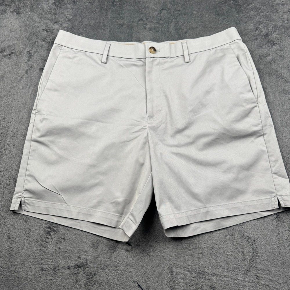 Banana Republic Chino Shorts Mens 35 Light Gray Cotton Blend Stretch Excellent